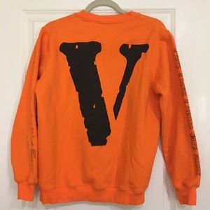 RARE Vlone x Off White “Off” Orange Crewneck